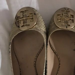 Gold snakeskin Tory Burch flats